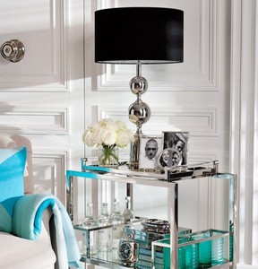 Casa Padrino Luxus Tischleuchte im edlen Design Schwarz und Nickel Finish, 64 x 45 x 22 cm