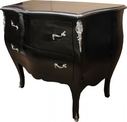 Casa Padrino Barock Kommode Schwarz Silber Baroque Commode Chest of Drawers Black Silver Furniture Möbel Einrichtung Innterior Schrank
