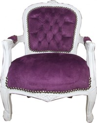 Casa Padrino Sedia Barocca per Bambini Stile Antico - Viola / Bianco - 51 x 34 x 71 cm Casa Padrino Sedia Barocca per Bambini Stile Antico - Viola / Bianco - 51 x 34 x 71 cm