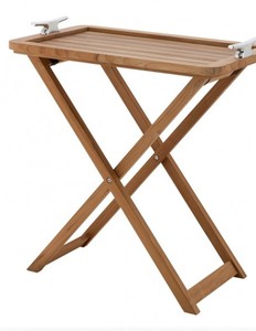 Casa Padrino Table de bar design luxe Marine en bois de teck massif et métal nickelé 75 x 50 x 95 cm