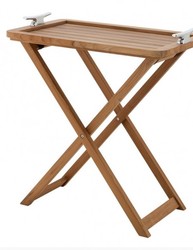Casa Padrino Table de bar design luxe Marine en bois de teck massif et métal nickelé 75 x 50 x 95 cm Casa Padrino Table de bar design luxe Marine en bois de teck massif et métal nickelé 75 x 50 x 95 cm