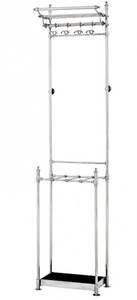 Casa Padrino Attaccapanni di lusso design con portaombrelli in alluminio nichelato - Argento, H 202,5 cm Casa Padrino Attaccapanni di lusso design con portaombrelli in alluminio nichelato - Argento, H 202,5 cm