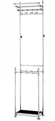 Casa Padrino Perchero de lujo de diseño con paragüero en aluminio niquelado - Plata, A 202,5 cm Casa Padrino Perchero de lujo de diseño con paragüero en aluminio niquelado - Plata, A 202,5 cm