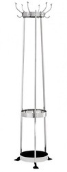 Casa Padrino Designer Luxus Garderobenständer mit Schirmständer Circle Silver - Vernickeltes Aluminium, Silber, 180 cm