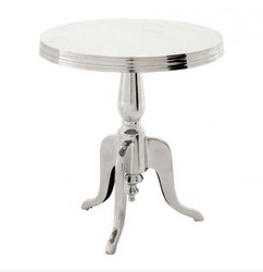 Casa Padrino Designer Luxus Beistelltisch Silver - Edler Edelstahl Hocker in Nickel Finish, Höhe 60 cm, Durchmesser 55 cm