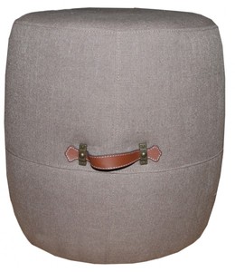 Casa Padrino Designer Sitzhocker Beige Rund mit Echtlederhandgriffen - Kolonial Stil Shabby Landhaus Casa Padrino Designer Sitzhocker Beige Rund mit Echtlederhandgriffen - Kolonial Stil Shabby Landhaus
