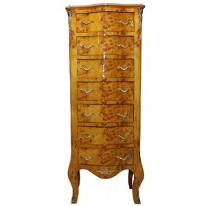 Casa Padrino Cassettiera Barocca con 7 cassetti in Mogano Marrone Chiaro 47 x 35 x 123 cm Casa Padrino Cassettiera Barocca con 7 cassetti in Mogano Marrone Chiaro 47 x 35 x 123 cm