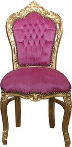 Casa Padrino Baroque Dining Chair Pink / Gold