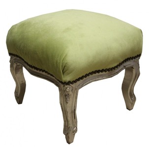 Casa Padrino chasseur baroque Ottomane vert / argent - meubles anciens - Tabouret Casa Padrino chasseur baroque Ottomane vert / argent - meubles anciens - Tabouret