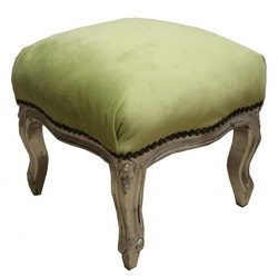 Casa Padrino chasseur baroque Ottomane vert / argent - meubles anciens - Tabouret Casa Padrino chasseur baroque Ottomane vert / argent - meubles anciens - Tabouret