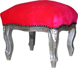 Casa Padrino Barock Fußhocker Hocker Pink Rosa Rose Silber Silver Baroque Foot Stool Ottoman Casa Padrino Barock Fußhocker Hocker Pink Rosa Rose Silber Silver Baroque Foot Stool Ottoman
