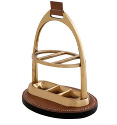 Casa Padrino Set da scrivania di lusso in vera pelle marrone e ottone, portalettere e portapenne, 17 x 12 x 20 cm Casa Padrino Set da scrivania di lusso in vera pelle marrone e ottone, portalettere e portapenne, 17 x 12 x 20 cm