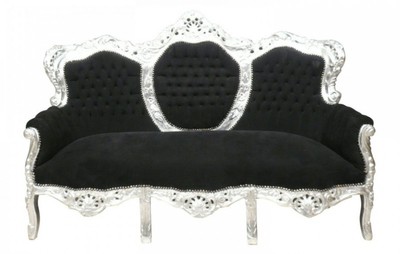 Casa Padrino Barock Sofa Wohnzimmer Couch Schwarz Silber Baroque Lounge Black Silver Furniture Interior Casa Padrino Barock Sofa Wohnzimmer Couch Schwarz Silber Baroque Lounge Black Silver Furniture Interior