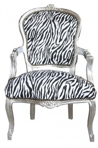Casa Padrino barroco Salón Silla Zebra / Plata