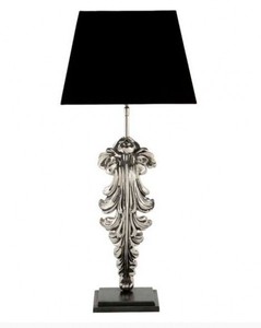 Casa Padrino Designer Stool Lamp in Silver and Black, Height 77 cm, Width 35 cm, Depth 17 cm Casa Padrino Designer Stool Lamp in Silver and Black, Height 77 cm, Width 35 cm, Depth 17 cm
