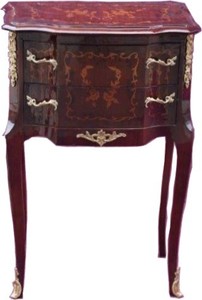 Casa Padrino Comò Barocco con 2 Cassetti Marrone Intarsi H 79 cm, L 52 cm - Modello Mogano - Comodino Consolle Casa Padrino Comò Barocco con 2 Cassetti Marrone Intarsi H 79 cm, L 52 cm - Modello Mogano - Comodino Consolle