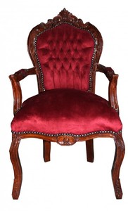 Casa Padrino baroque Chaise Dîner avec accoudoirs bordeaux / marron
