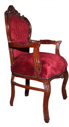 Casa Padrino Barock Esszimmer Stuhl mit Armlehnen Baroque Arm Chair Bordeaux Braun Brown Velvet Furniture Interior Möbel Casa Padrino Barock Esszimmer Stuhl mit Armlehnen Baroque Arm Chair Bordeaux Braun Brown Velvet Furniture Interior Möbel