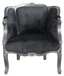 Casa Padrino Poltrona Barocca in Stile Antico, Grigio / Argento, 79 x 78 x 94 cm