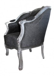 Casa Padrino Poltrona Barocca in Stile Antico, Grigio / Argento, 79 x 78 x 94 cm