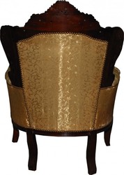 Casa Padrino Poltrona Barocca King Motivo Oro / Marrone, Altezza 120 cm, Larghezza 85 cm, Profondità 85 cm, Legno Massello Casa Padrino Poltrona Barocca King Motivo Oro / Marrone, Altezza 120 cm, Larghezza 85 cm, Profondità 85 cm, Legno Massello