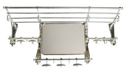 Casa Padrino Perchero de pared francés de lujo con espejo plata de acero inoxidable 100 x 27 x 45 cm Casa Padrino Perchero de pared francés de lujo con espejo plata de acero inoxidable 100 x 27 x 45 cm