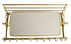Casa Padrino French Luxury Wall Coat Rack with Mirror Brass Finish Stainless Steel - W 75 x D 24 x H 38 cm Casa Padrino French Luxury Wall Coat Rack with Mirror Brass Finish Stainless Steel - W 75 x D 24 x H 38 cm
