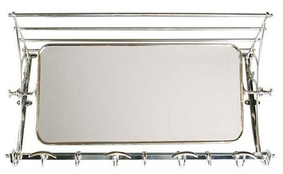 Casa Padrino Appendiabiti da Parete di Lusso Francese con Specchio Acciaio Inox Argento 75 x 24 x 38 cm Casa Padrino Appendiabiti da Parete di Lusso Francese con Specchio Acciaio Inox Argento 75 x 24 x 38 cm
