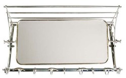 Casa Padrino Perchero de Pared de Lujo Francés con Espejo Acero Inoxidable Plata 75 x 24 x 38 cm Casa Padrino Perchero de Pared de Lujo Francés con Espejo Acero Inoxidable Plata 75 x 24 x 38 cm