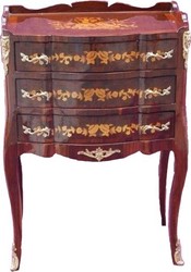 Casa Padrino Commode Baroque avec 3 tiroirs Brun Marqueterie Aspect Acajou H 82 cm, L 45 cm - Console de luxe Casa Padrino Commode Baroque avec 3 tiroirs Brun Marqueterie Aspect Acajou H 82 cm, L 45 cm - Console de luxe