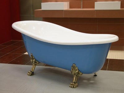 Freistehende Luxus Badewanne Jugendstil Roma Hellblau/Weiß/Altgold 1470mm - Barock Badezimmer