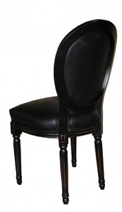 Casa Padrino Barock Esszimmer Stuhl Schwarz Croco Lederoptik - Designer Stuhl - Luxus Qualität