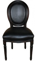 Dîner Casa Padrino baroque Chaise en cuir croco noir aspect - Chaise design - qualité de luxe Dîner Casa Padrino baroque Chaise en cuir croco noir aspect - Chaise design - qualité de luxe