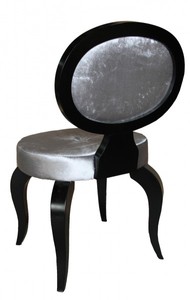 Casa Padrino Barock Salon Stuhl Grau / Schwarz ohne Armlehnen - Designer Stuhl - Luxus Qualität