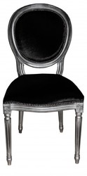 Casa Padrino baroque dîner Chaise Noir / Argent - Chaise design - qualité de luxe Casa Padrino baroque dîner Chaise Noir / Argent - Chaise design - qualité de luxe