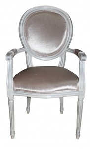 Casa Padrino Barocco Cena Poltrona Beige / Bianco / Argento - Sedia design - qualità di lusso Casa Padrino Barocco Cena Poltrona Beige / Bianco / Argento - Sedia design - qualità di lusso