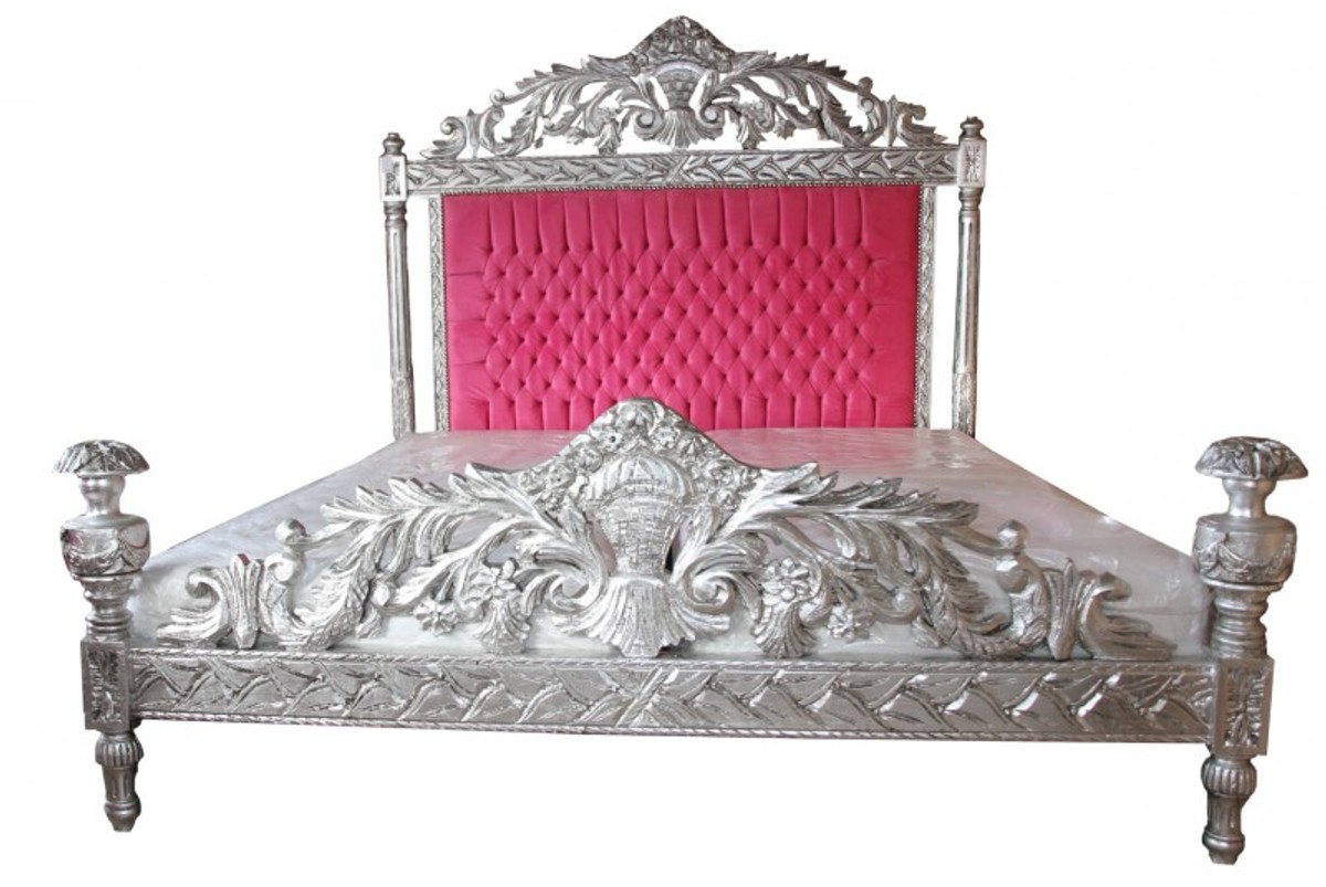 Casa Padrino luxury bed Baroque Antique Pink / Silver - Luxury Bed - Antique Look Casa Padrino luxury bed Baroque Antique Pink / Silver - Luxury Bed - Antique Look