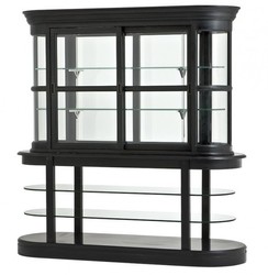 Casa Padrino Vitrina de Lujo Birmingham Estilo Barroco Negro Madera Maciza 200 x 70 x 203 cm