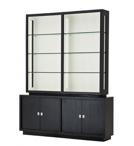 Casa Padrino Librería de lujo Miami estilo barroco y art nouveau, Negro, Madera maciza, 240 x 186 x 40 cm Casa Padrino Librería de lujo Miami estilo barroco y art nouveau, Negro, Madera maciza, 240 x 186 x 40 cm