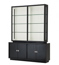 Casa Padrino Luxus Bücher Schrank Miami im Barock und Jugendstil Design, Schwarz, Massivholz, 240 x 186 x 40 cm