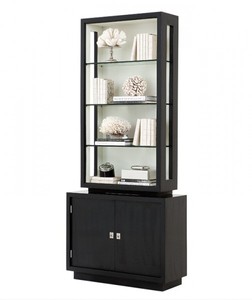 Casa Padrino Librería de lujo Miami Single Cabinet en madera maciza negra, 240 x 105 x 40 cm Casa Padrino Librería de lujo Miami Single Cabinet en madera maciza negra, 240 x 105 x 40 cm
