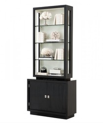 Casa Padrino Librería de lujo Miami Single Cabinet en madera maciza negra, 240 x 105 x 40 cm