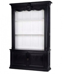 Casa Padrino Librería de lujo Bordeaux en madera maciza negra, 254 x 168 x 48 cm, estilo Barroco Art Nouveau Rococó Casa Padrino Librería de lujo Bordeaux en madera maciza negra, 254 x 168 x 48 cm, estilo Barroco Art Nouveau Rococó