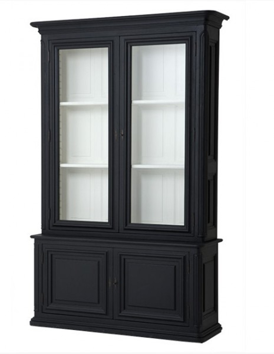 Casa Padrino luxury living room cabinet black solid wood living room cabinet model Lille Baroque Art Nouveau Rococo shop fittings display cabinet Casa Padrino luxury living room cabinet black solid wood living room cabinet model Lille Baroque Art Nouveau Rococo shop fittings display cabinet