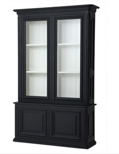 Casa Padrino Luxury Display Cabinet Model Lille made of Solid Wood in Black, Height 255 cm, Width 157 cm, Depth 48 cm Casa Padrino Luxury Display Cabinet Model Lille made of Solid Wood in Black, Height 255 cm, Width 157 cm, Depth 48 cm