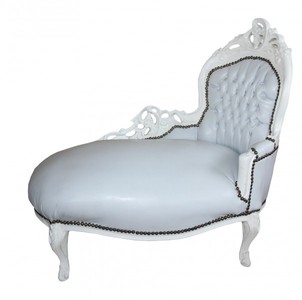Casa Padrino Chaise Longue Barroca para Niños Blanco / Blanco - Recamiere Mueble Barroco - Altura 93 cm Casa Padrino Chaise Longue Barroca para Niños Blanco / Blanco - Recamiere Mueble Barroco - Altura 93 cm
