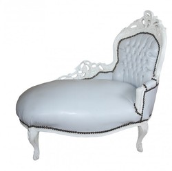 Casa Padrino Chaise Longue Baroque pour Enfant Blanc / Blanc - Recamiere Meuble Baroque - Hauteur 93 cm Casa Padrino Chaise Longue Baroque pour Enfant Blanc / Blanc - Recamiere Meuble Baroque - Hauteur 93 cm