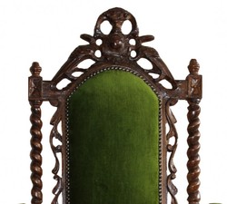 Sillón trono barroco Casa Padrino verde / caoba - muebles barrocos sillón Tron royal
