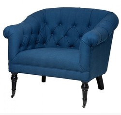 Casa Padrino Fauteuil Baroque de Luxe Paris Bleu, tissu noble, 91 x 83,5 x 76 cm