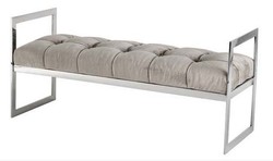 Casa Padrino luxury seat stool Chesterfield Grey / Chrome Stool - Furniture Bedroom Living Room - Luxury Collection Casa Padrino luxury seat stool Chesterfield Grey / Chrome Stool - Furniture Bedroom Living Room - Luxury Collection